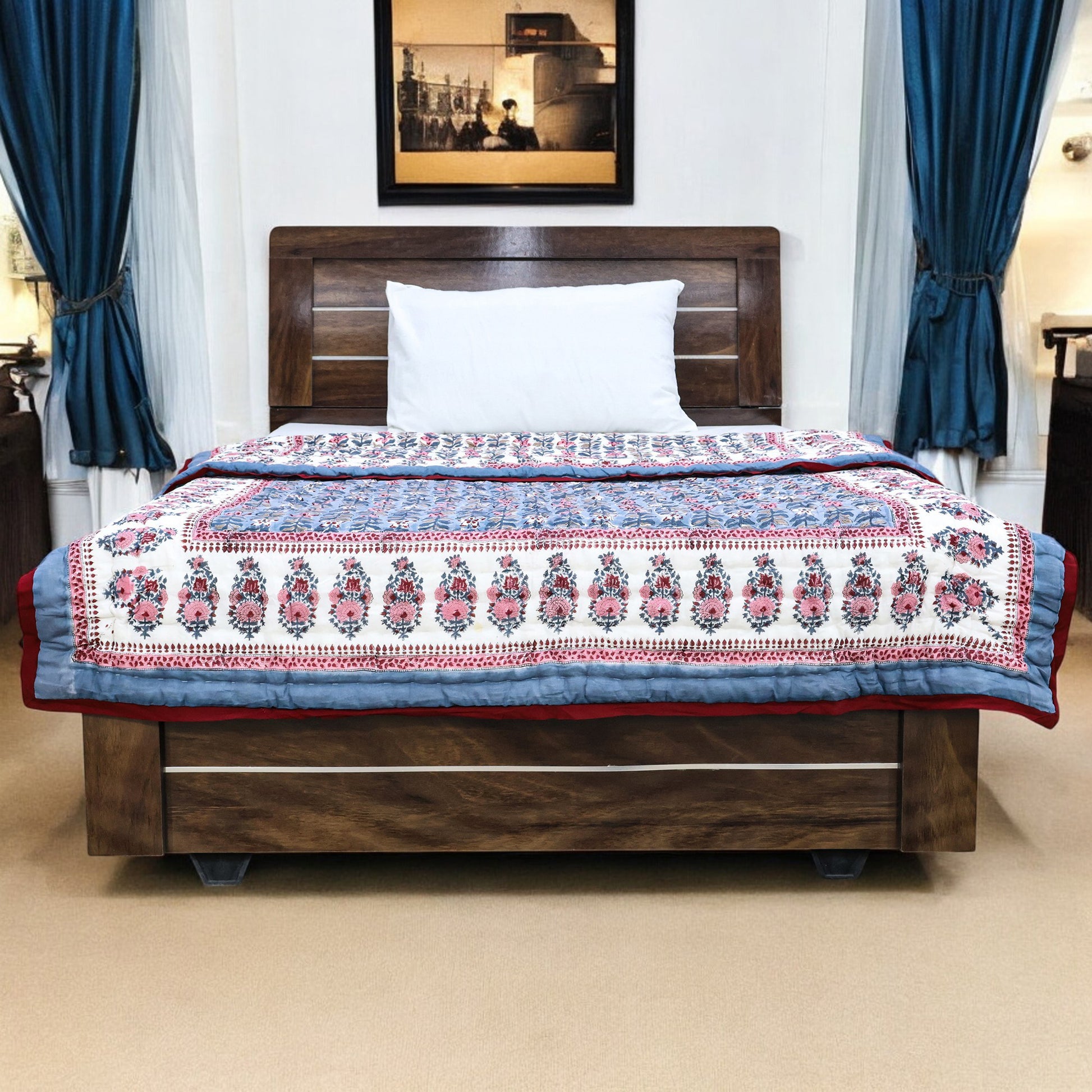 Indian Hand Block Print Reversible Cotton Quilts - My Store