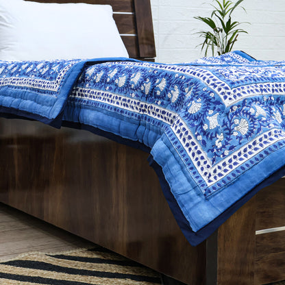 Blue Handmade Cotton Reversible Quilts - My Store