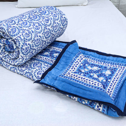 Blue Handmade Cotton Reversible Quilts - My Store