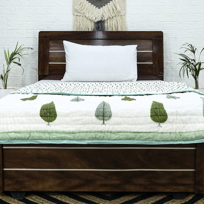 White And Red Hand Block Printed Cotton Quilts-36 - My Store