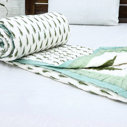 White And Red Hand Block Printed Cotton Quilts-36 - My Store