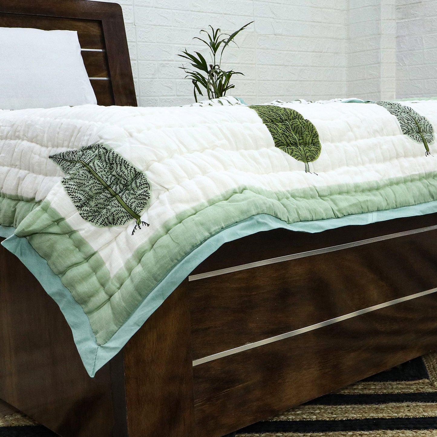 White And Red Hand Block Printed Cotton Quilts-36 - My Store