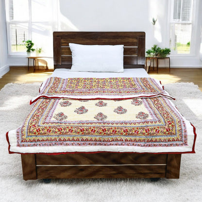 Red And White Hand Block Printed Cotton Quilts - My Store