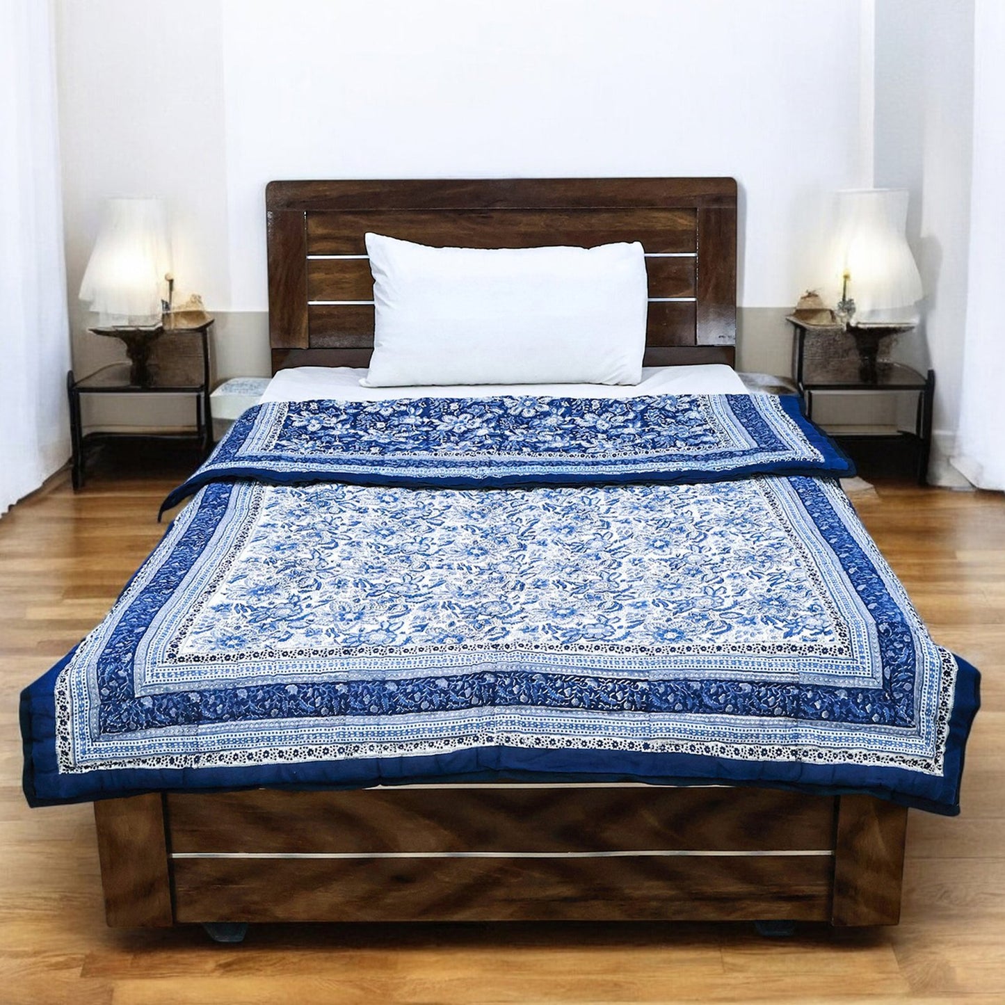 Hand Block Printed Cotton Reversible Quilts-40 - My Store