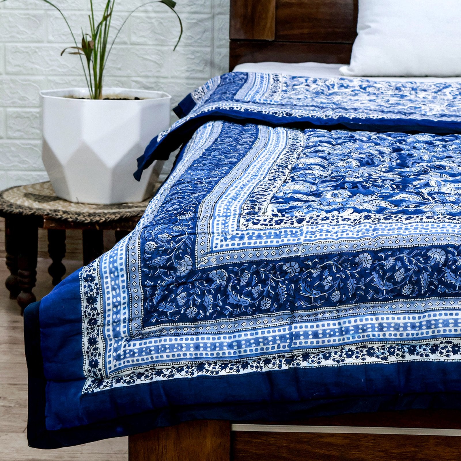 Hand Block Printed Cotton Reversible Quilts-40 - My Store