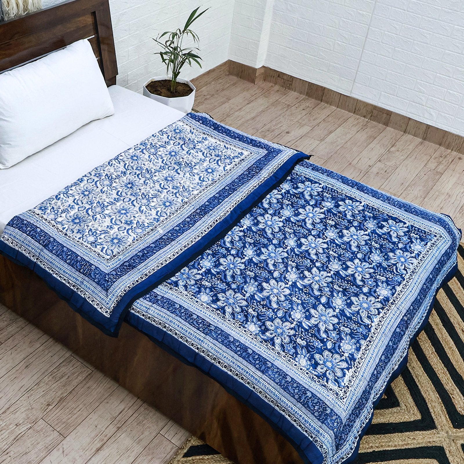 Hand Block Printed Cotton Reversible Quilts-40 - My Store