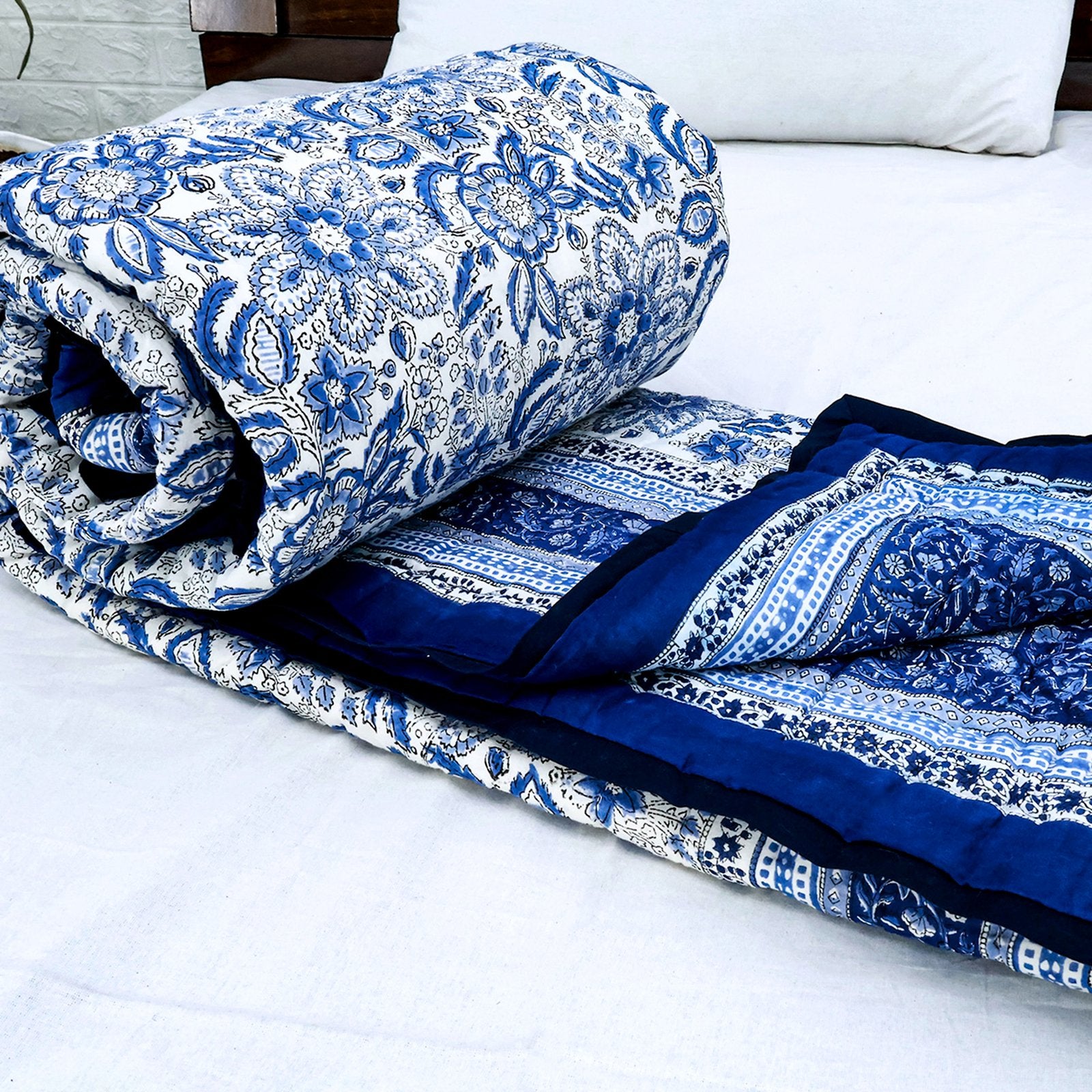 Hand Block Printed Cotton Reversible Quilts-40 - My Store
