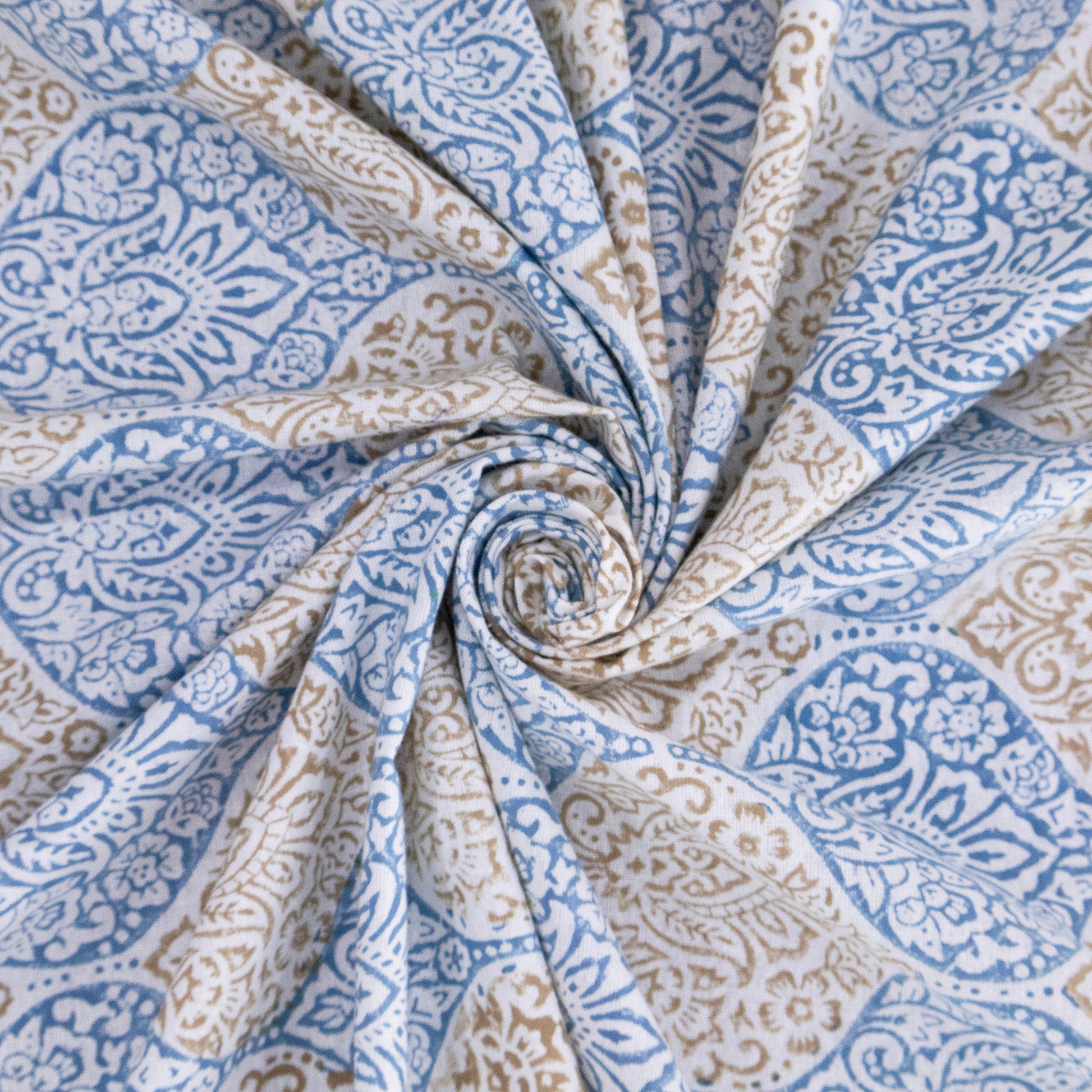 Indian Handmade Block Printed Cotton blue and yellow Rectangle Tablecloth - My Store