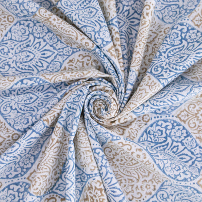 Indian Handmade Block Printed Cotton blue and yellow Rectangle Tablecloth - My Store