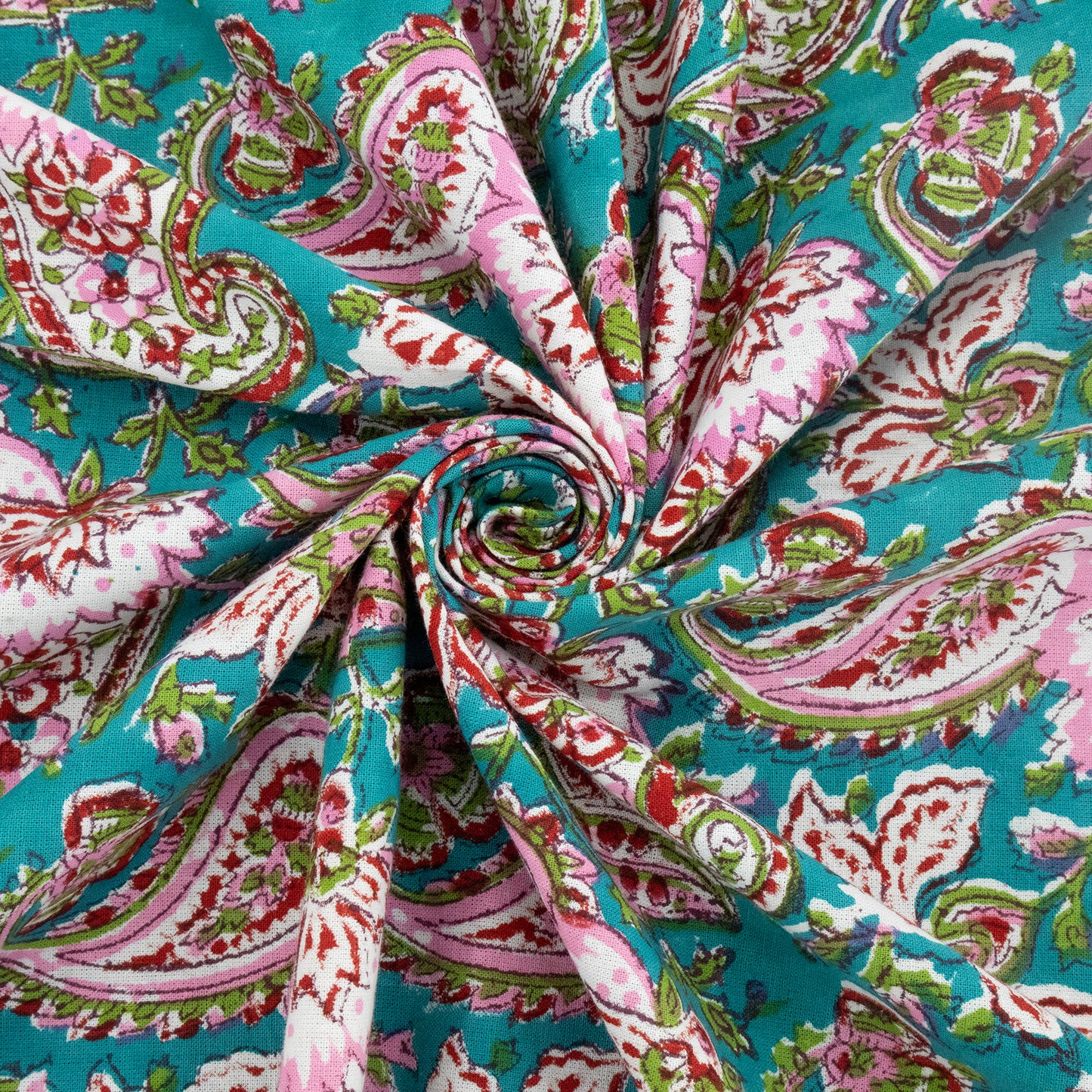 Artisan Block Print Cotton Tablecloth, Green and Pink Indian Rectangle Dining Cover - My Store