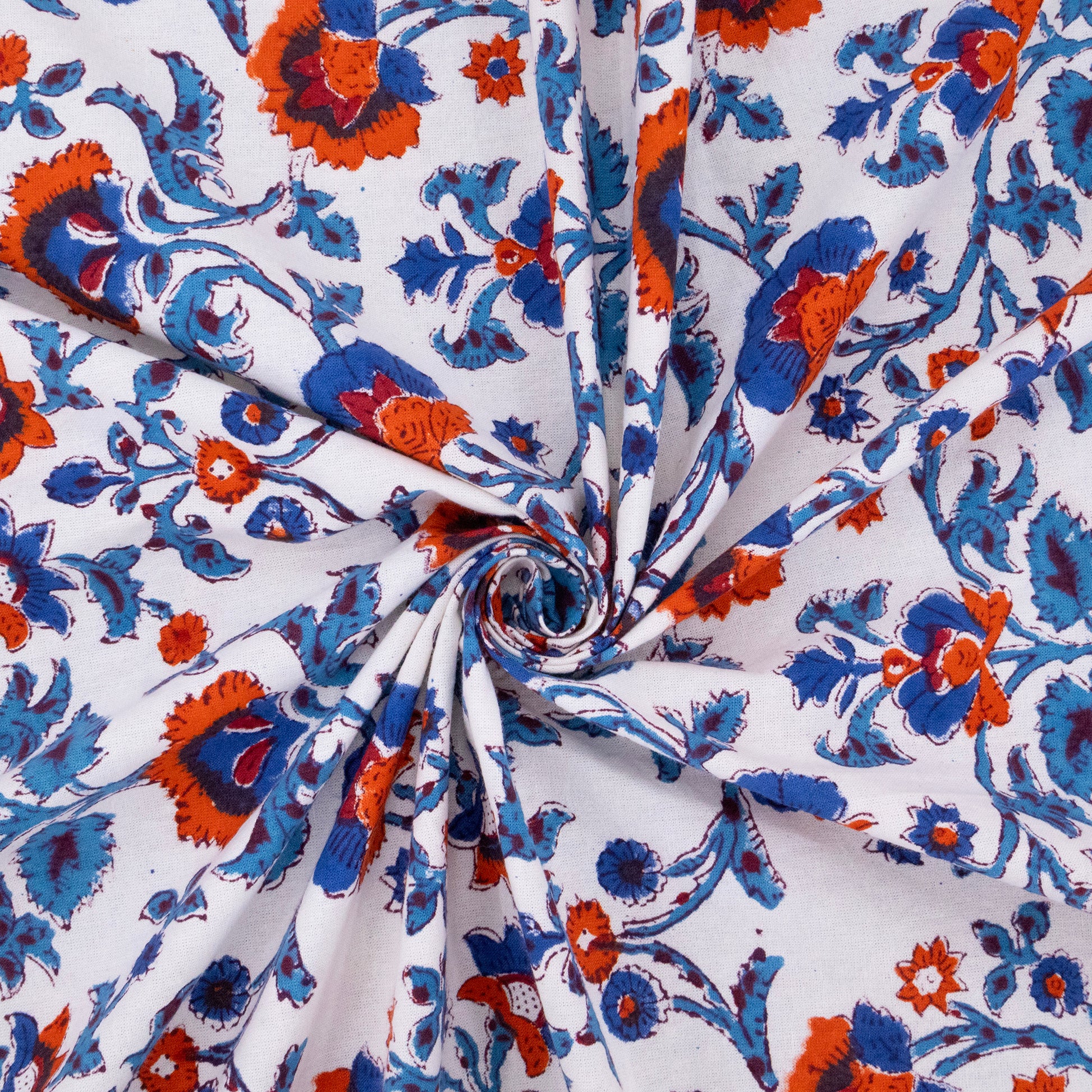 Artisan Block Print Cotton Tablecloth, Blue and Red Indian Rectangle Dining Cover - My Store