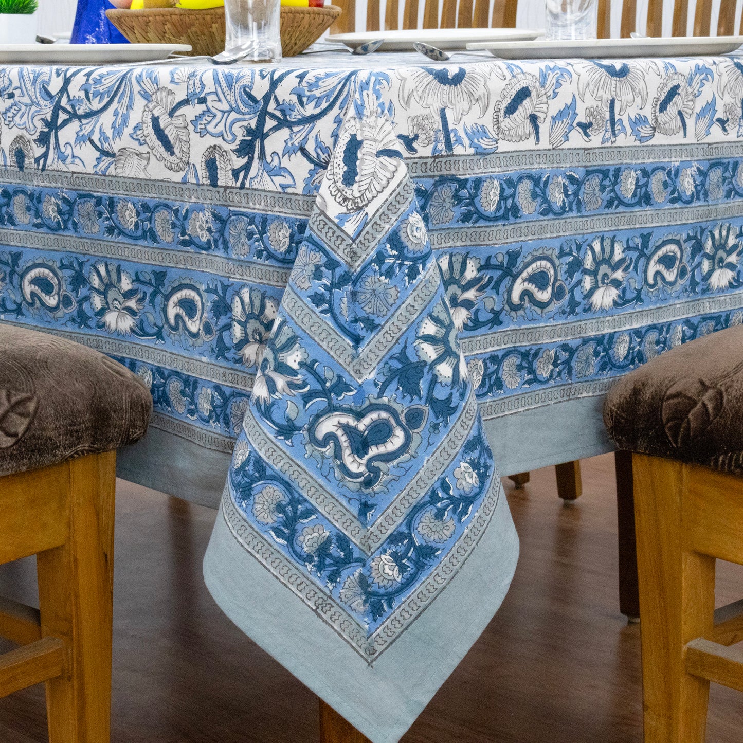 handmade tablecloth, blue and white tablecloth, block printed table cover, cotton table cover, premium cotton tablecloth, floral tablecloth, indian tablecloth, Jaipuri tablecloth, green and pink table linens, boho home decor, table cover for dinning table cover, rectangle table cover, table cloth for dinning decor, custom table cloth,  washable table cloth, outdoor tablecloth, indoor tablecloth, gifts for fathers day