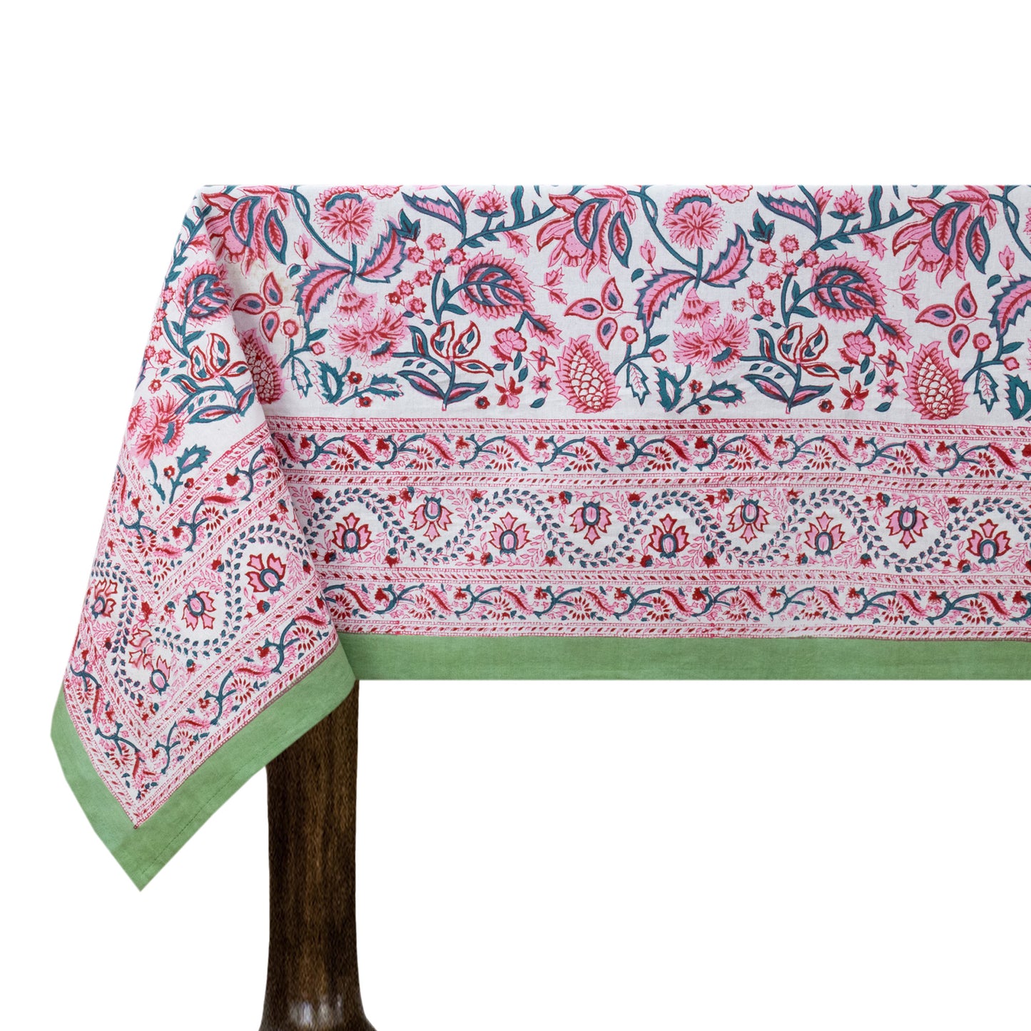handmade tablecloth, pink and green tablecloth, block printed table cover, cotton table cover, premium cotton tablecloth, floral tablecloth, indian tablecloth, Jaipuri tablecloth, green and pink table linens, boho home decor, table cover for dinning table cover, rectangle table cover, table cloth for dinning decor, custom table cloth,  washable table cloth, outdoor tablecloth, indoor tablecloth, gifts for fathers day