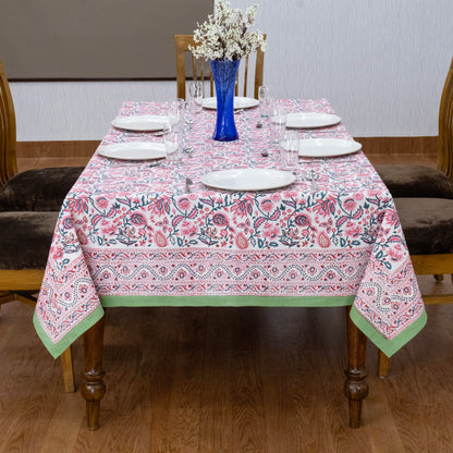 handmade tablecloth, pink and green tablecloth, block printed table cover, cotton table cover, premium cotton tablecloth, floral tablecloth, indian tablecloth, Jaipuri tablecloth, green and pink table linens, boho home decor, table cover for dinning table cover, rectangle table cover, table cloth for dinning decor, custom table cloth,  washable table cloth, outdoor tablecloth, indoor tablecloth, gifts for fathers day