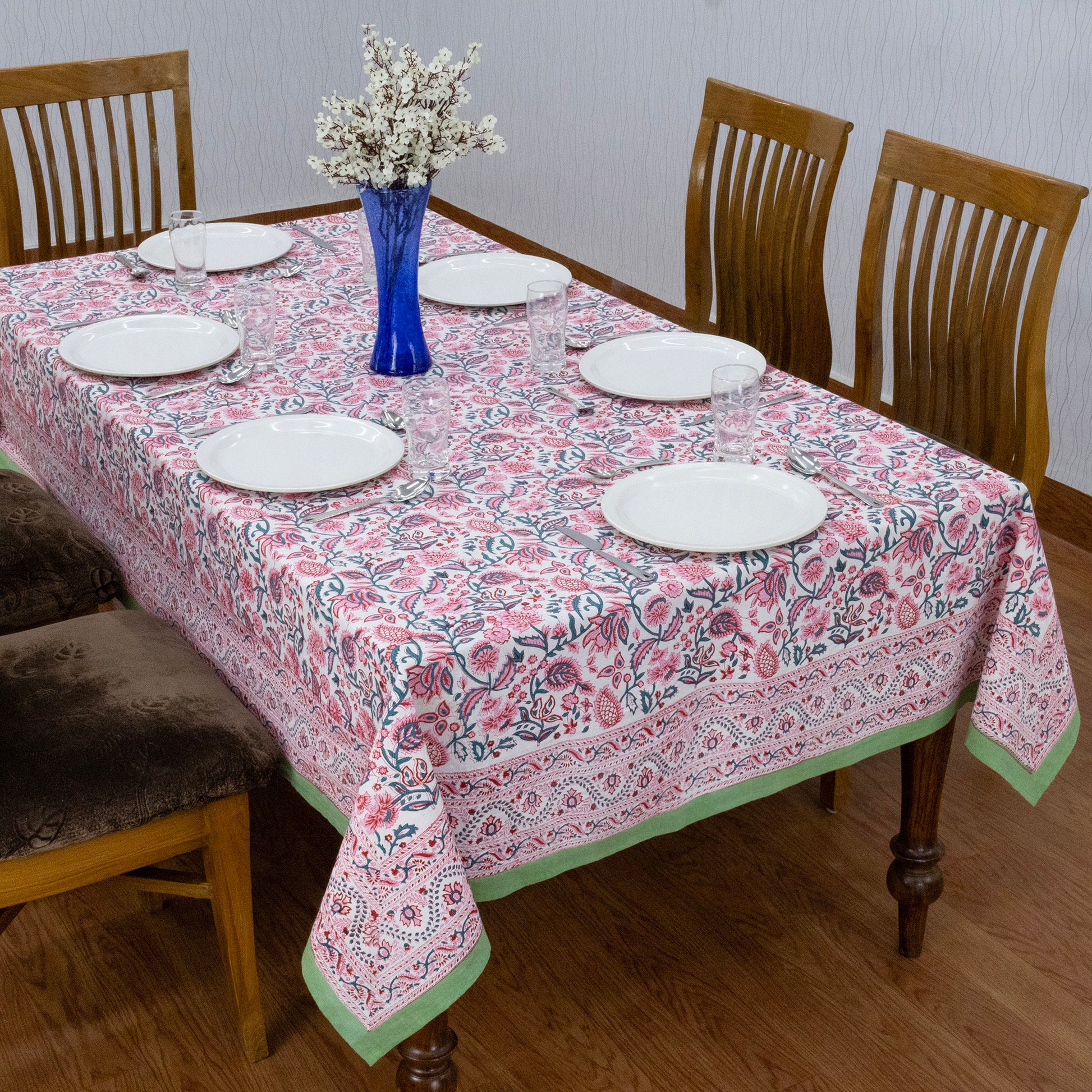 handmade tablecloth, pink and green tablecloth, block printed table cover, cotton table cover, premium cotton tablecloth, floral tablecloth, indian tablecloth, Jaipuri tablecloth, green and pink table linens, boho home decor, table cover for dinning table cover, rectangle table cover, table cloth for dinning decor, custom table cloth,  washable table cloth, outdoor tablecloth, indoor tablecloth, gifts for fathers day